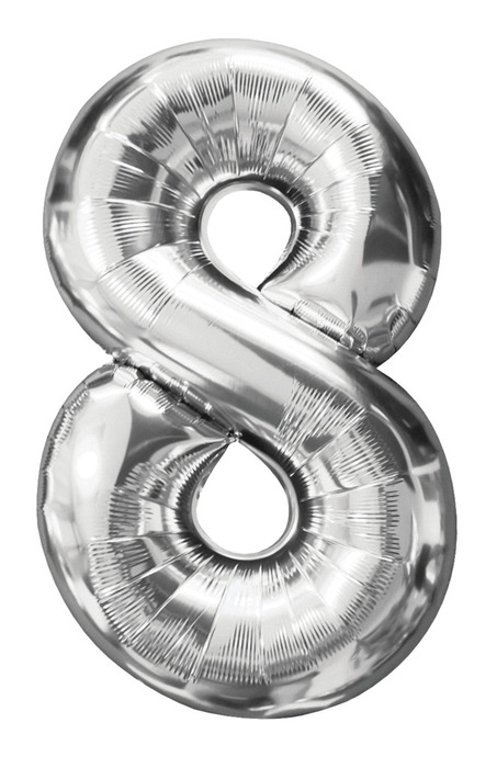 Folieballong nummer 8 H60 cm sølv 